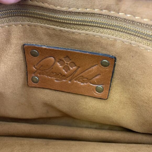 Patricia Nash Lanza Rose Tooled Leather Clutch Wristlet Brown Clasp Flap Small - Picture 13 of 16